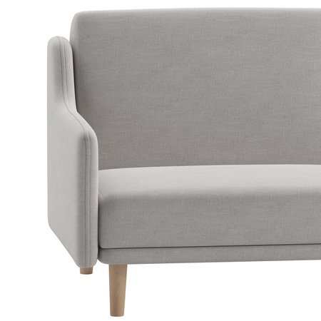 Flash Furniture Gray Faux Linen Split Back Futon Sofa-Wooden Legs HC-1035-GY-GG